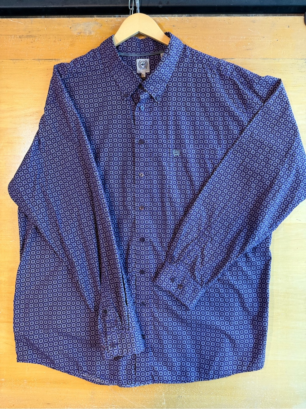 Cinch Purple Geometric Print Button-Down Shirt